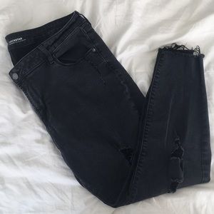 Old Navy MidRise Black Distressed Rockstar Jeans